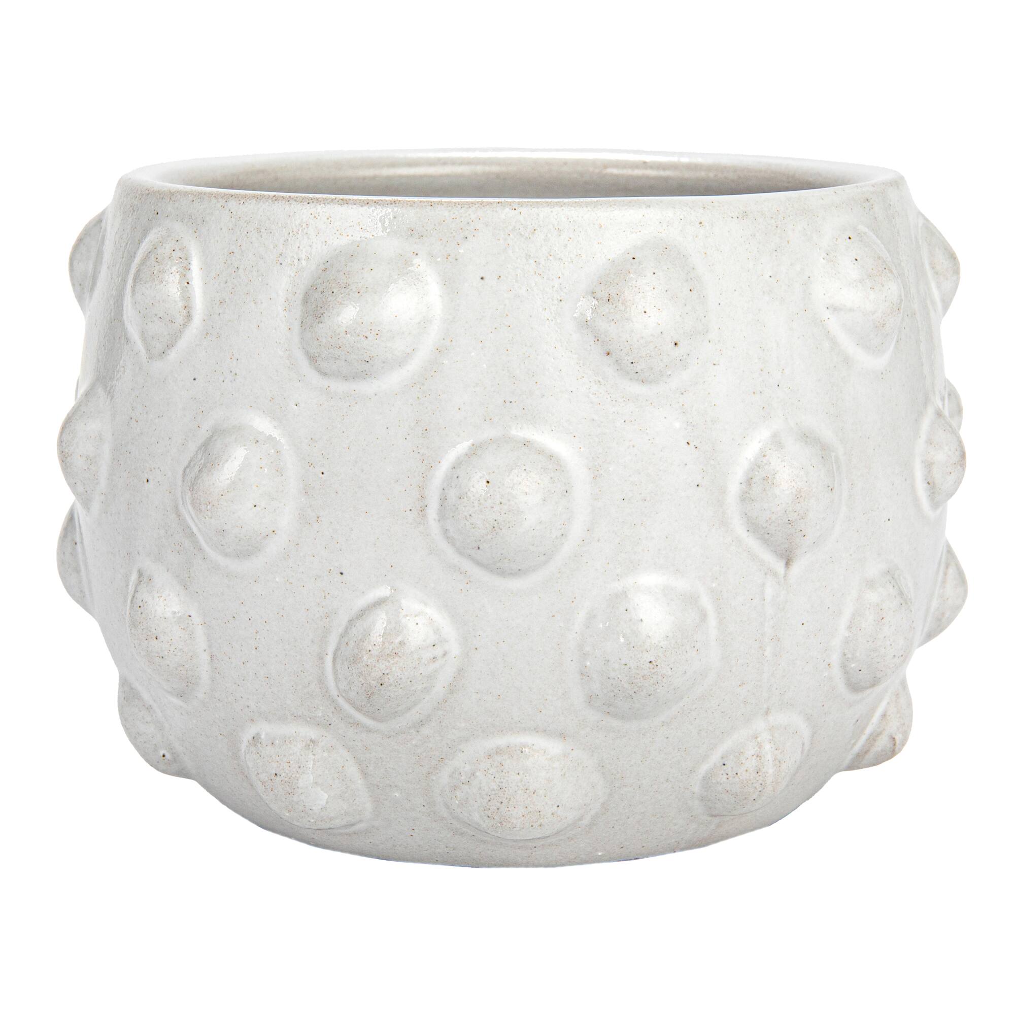 Hello Honey® 5.5" White Bubbled Design Terra Cotta Planter